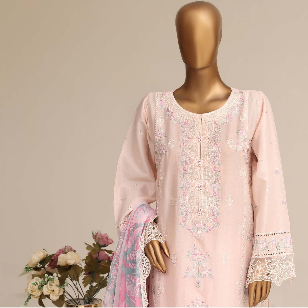 light Pink Embroidered Suit
