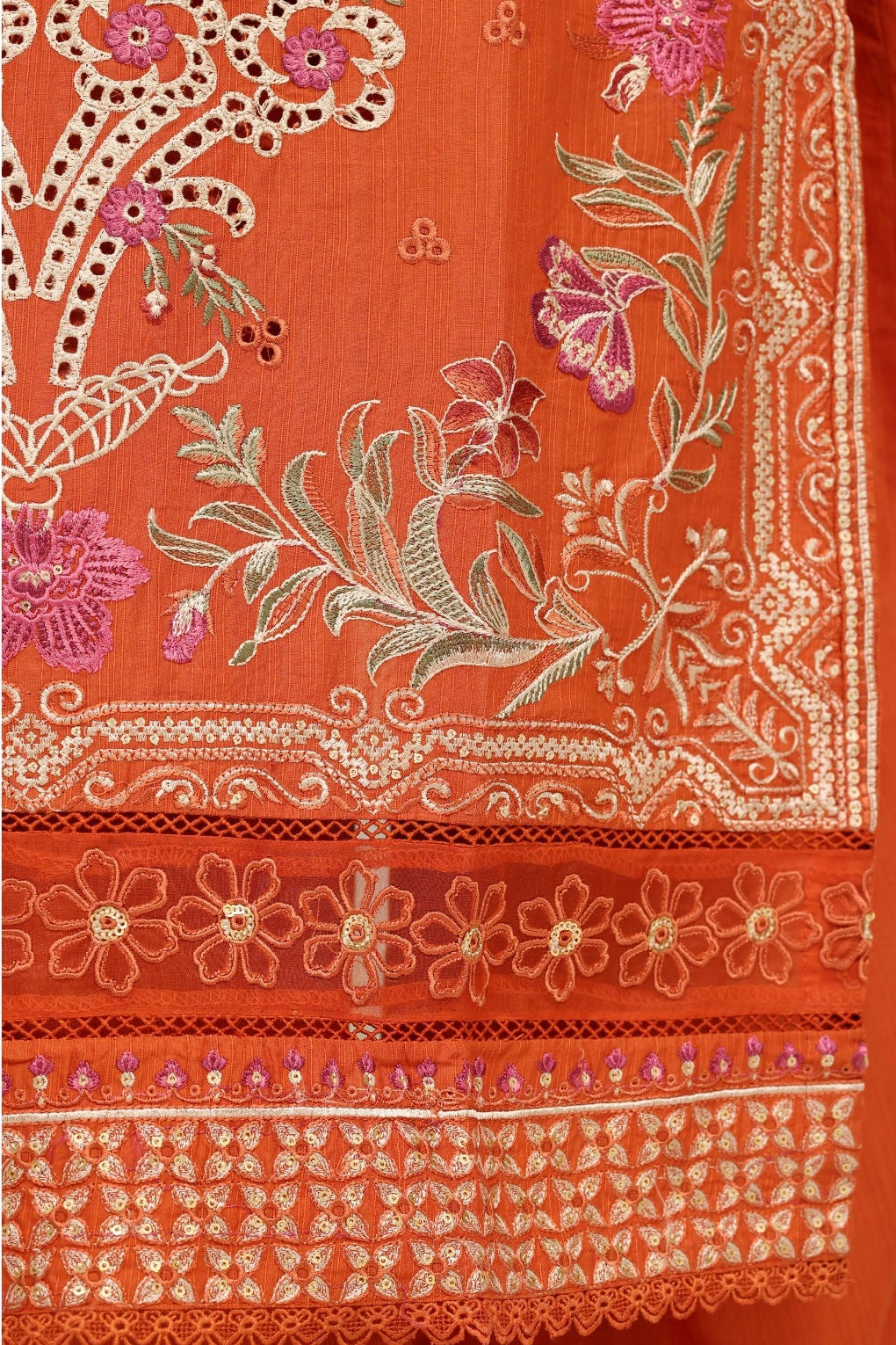 Fiery Orange Embroidered Suit