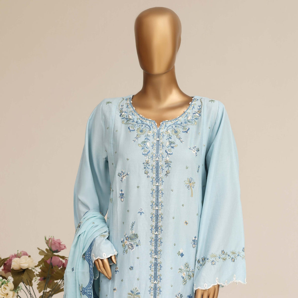 Powder Blue Embroidered Suit