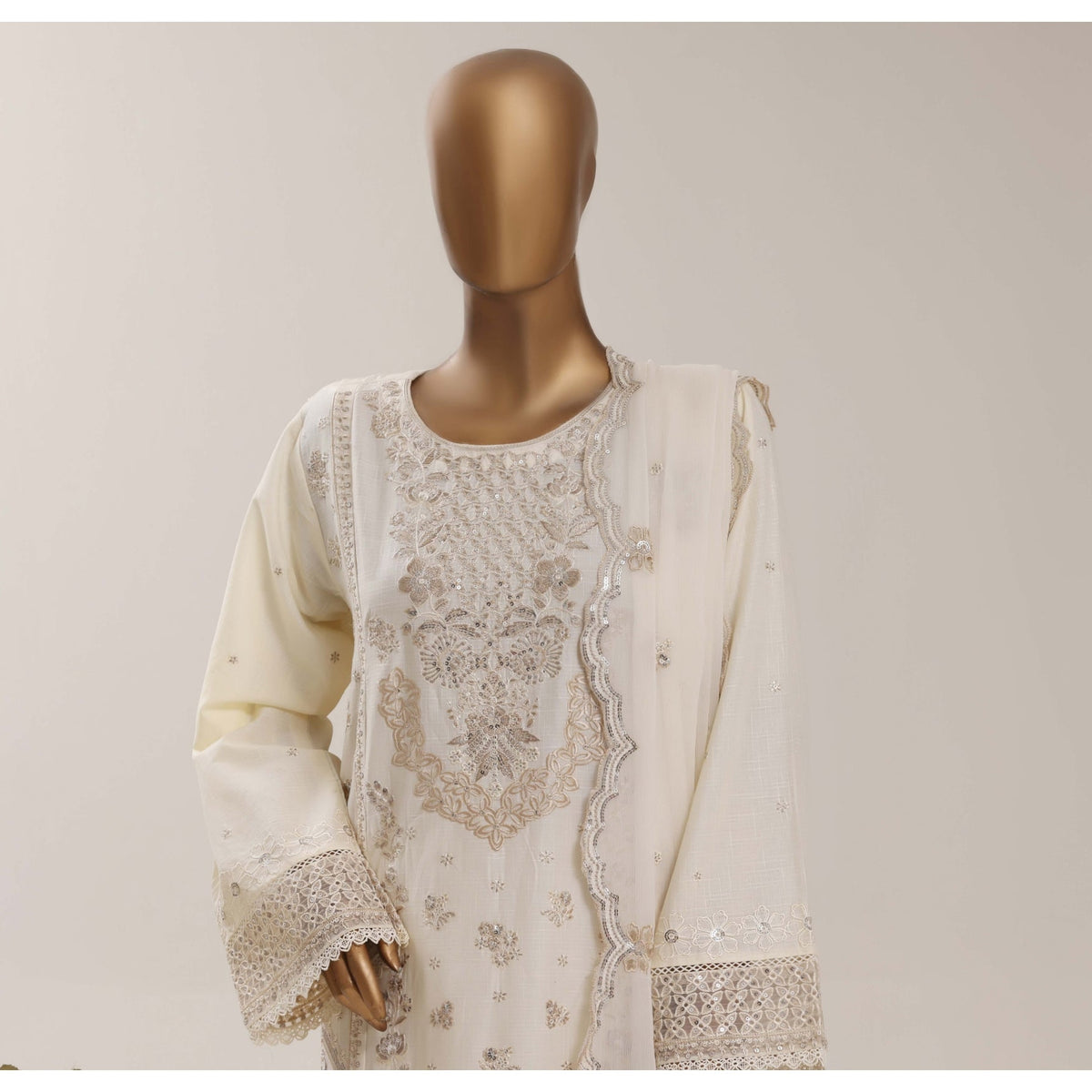 White Embroidered Festive Suit