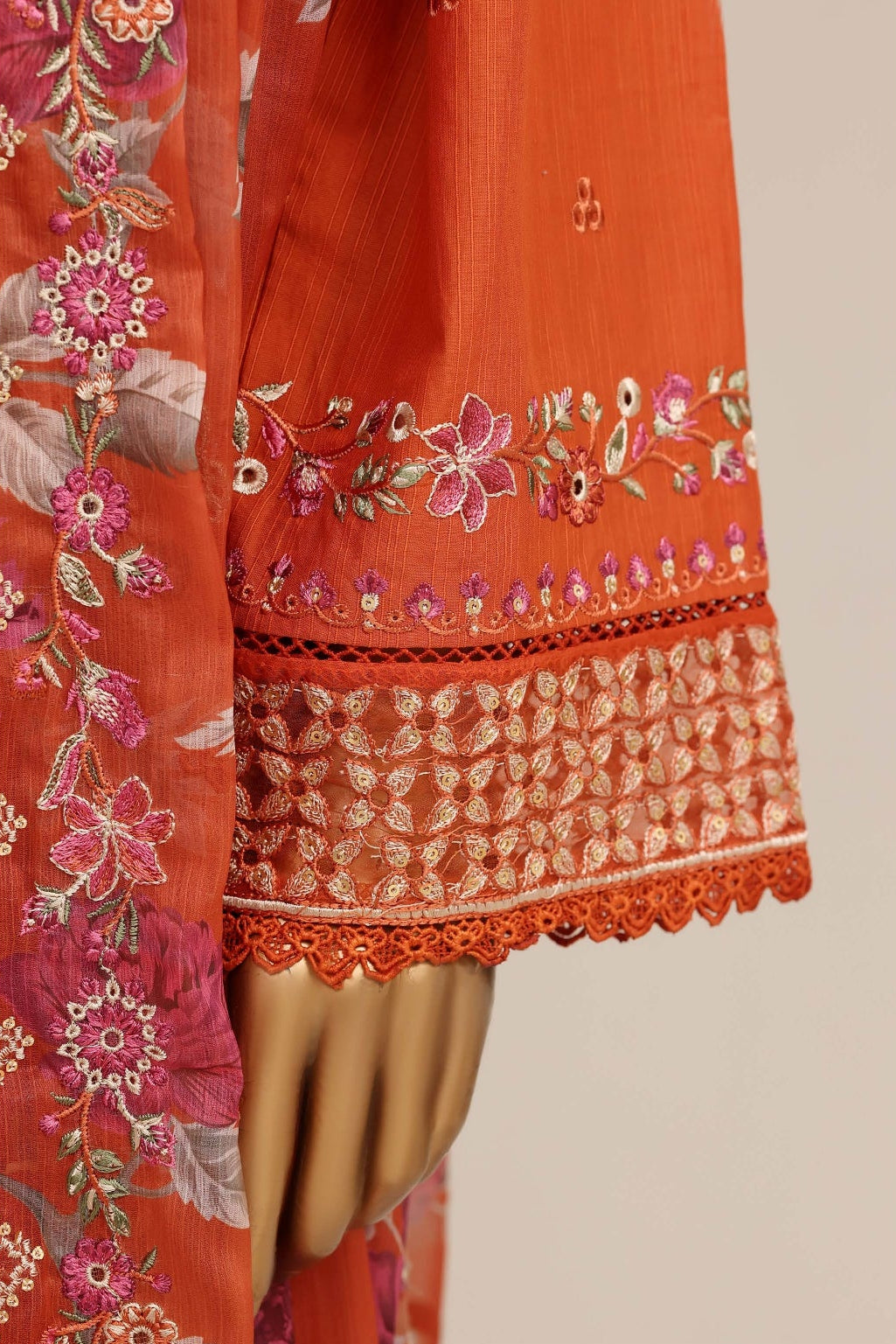 Fiery Orange Embroidered Suit