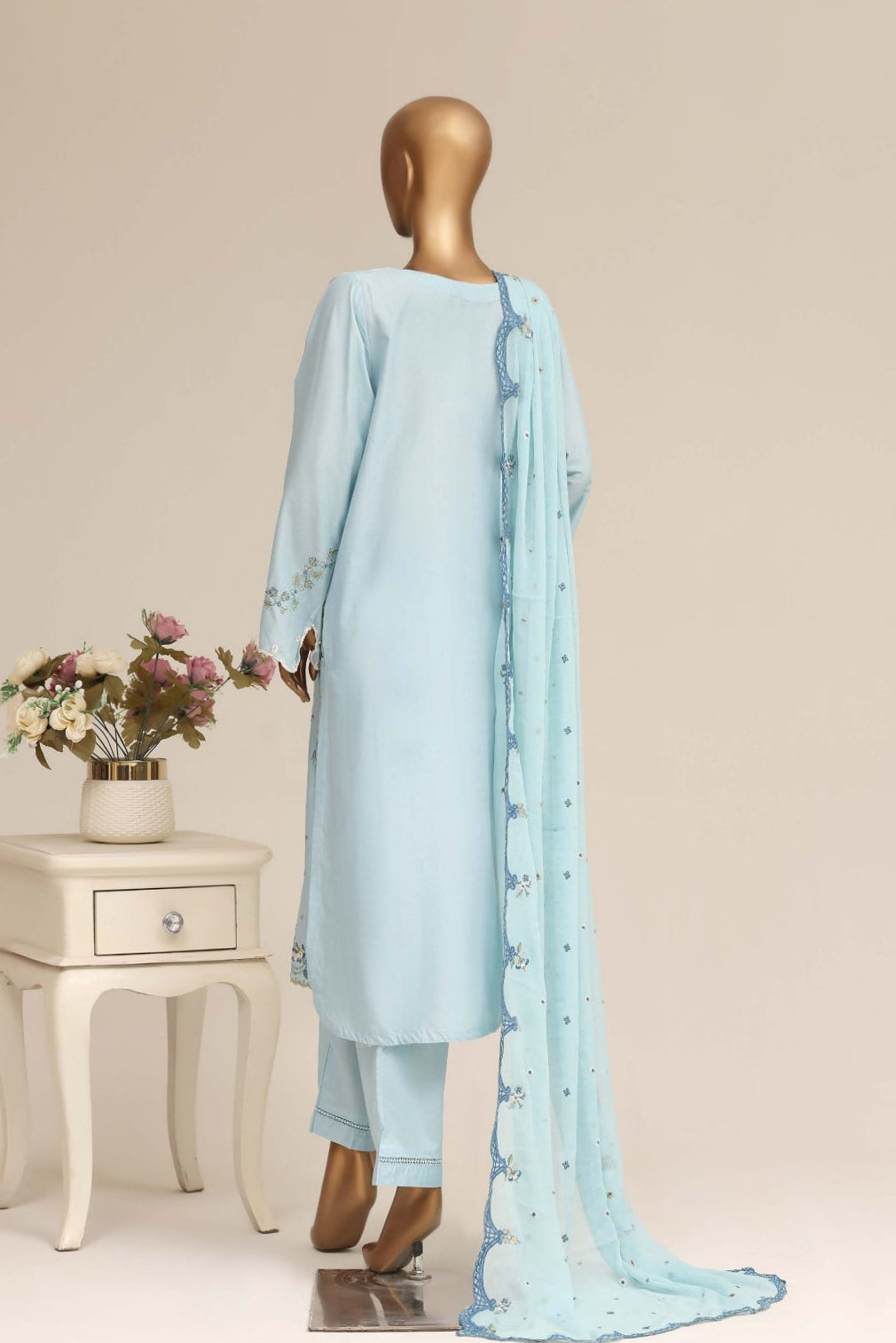Powder Blue Embroidered Suit