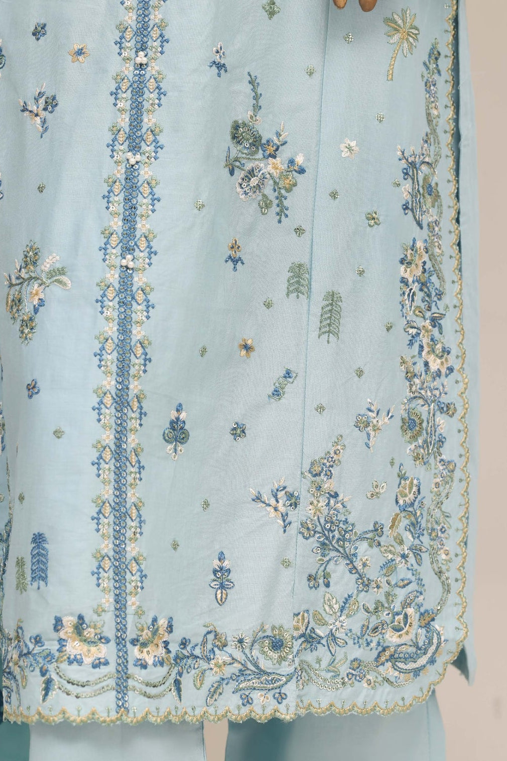 Powder Blue Embroidered Suit