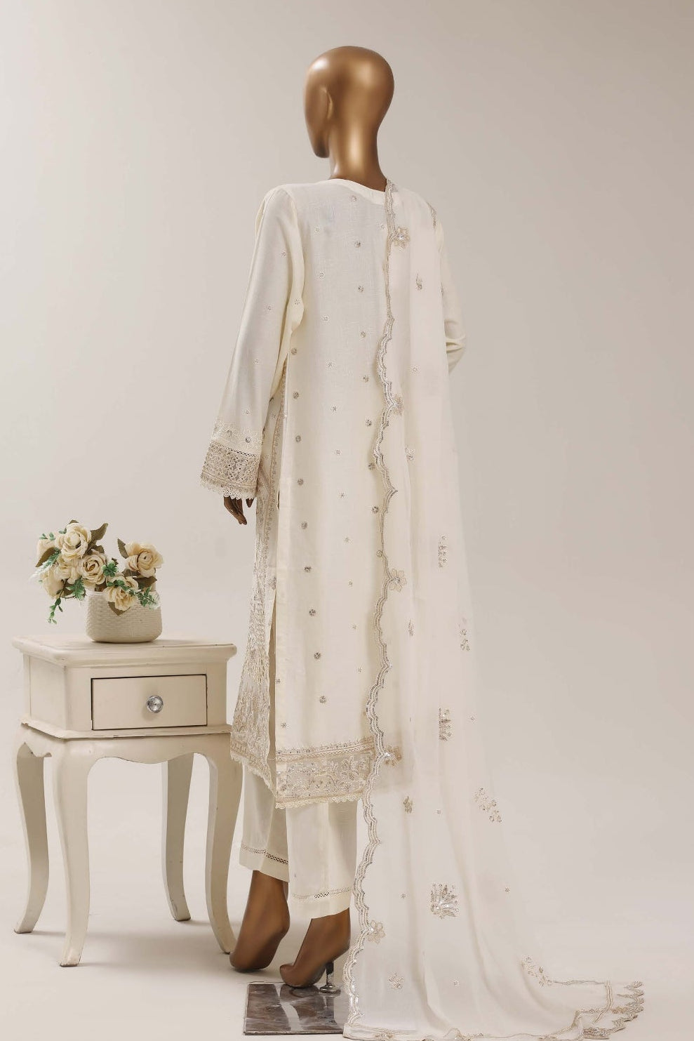 White Embroidered Festive Suit