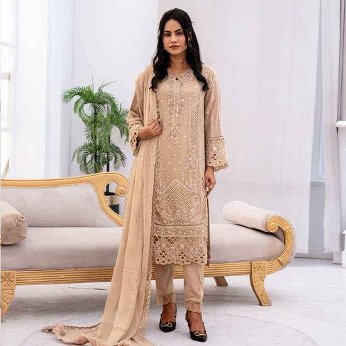 Champagne Royale Embroidered Suit - Sami Fabrics