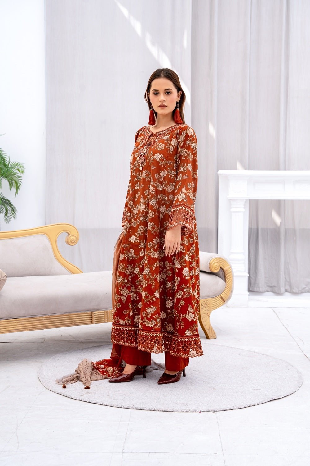 Cinnamon Blossom Lawn Suit - Sami Fabrics