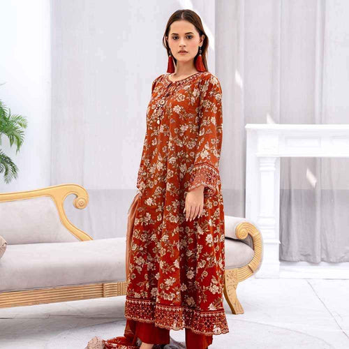 Cinnamon Blossom Lawn Suit - Sami Fabrics
