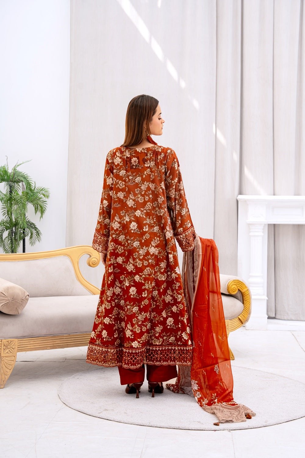 Cinnamon Blossom Lawn Suit - Sami Fabrics