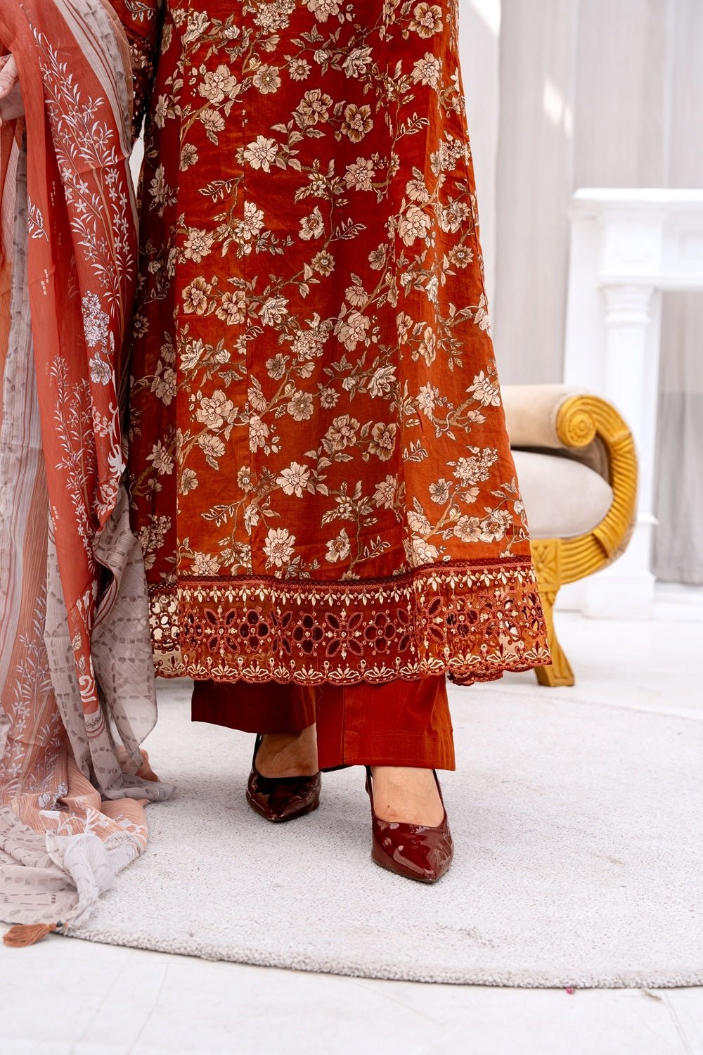 Cinnamon Blossom Lawn Suit - Sami Fabrics