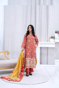 Coral Grace Embroidered Lawn Set - Sami Fabrics