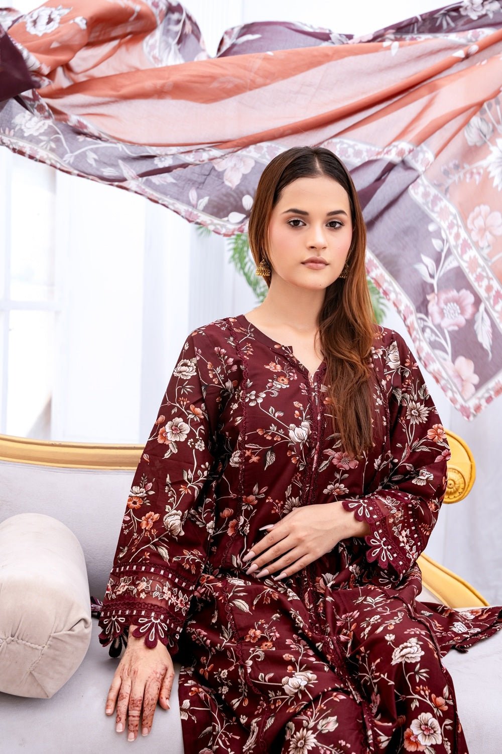 Crimson Garden Printed Lawn Suit - Sami Fabrics