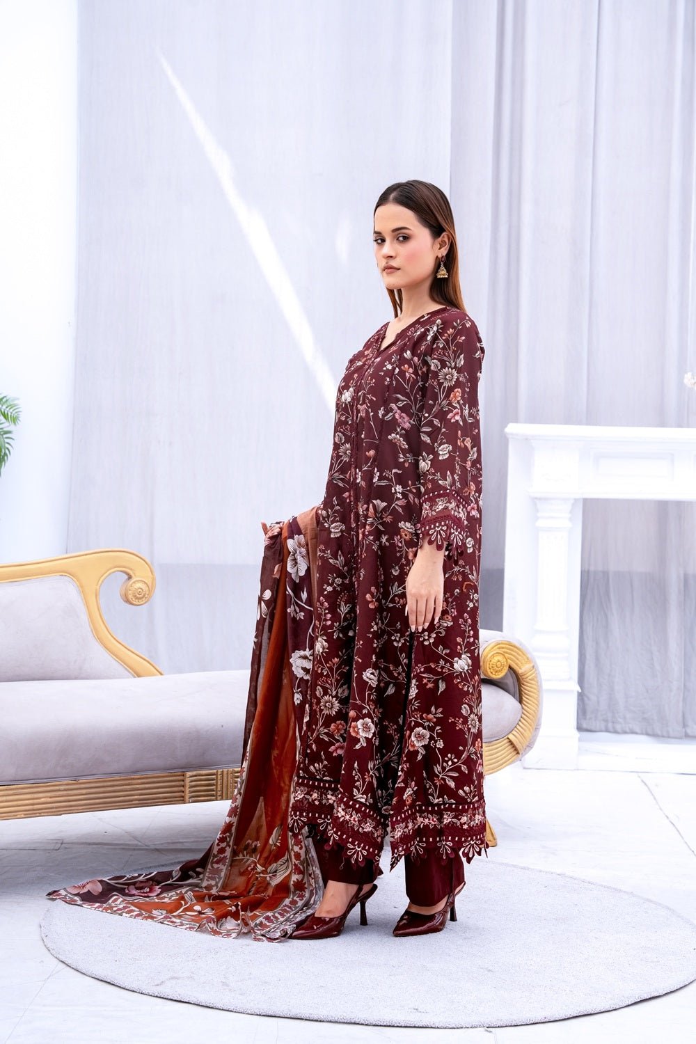 Crimson Garden Printed Lawn Suit - Sami Fabrics