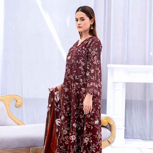 Crimson Garden Printed Lawn Suit - Sami Fabrics
