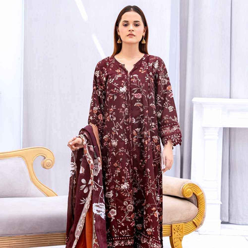 Crimson Garden Printed Lawn Suit - Sami Fabrics