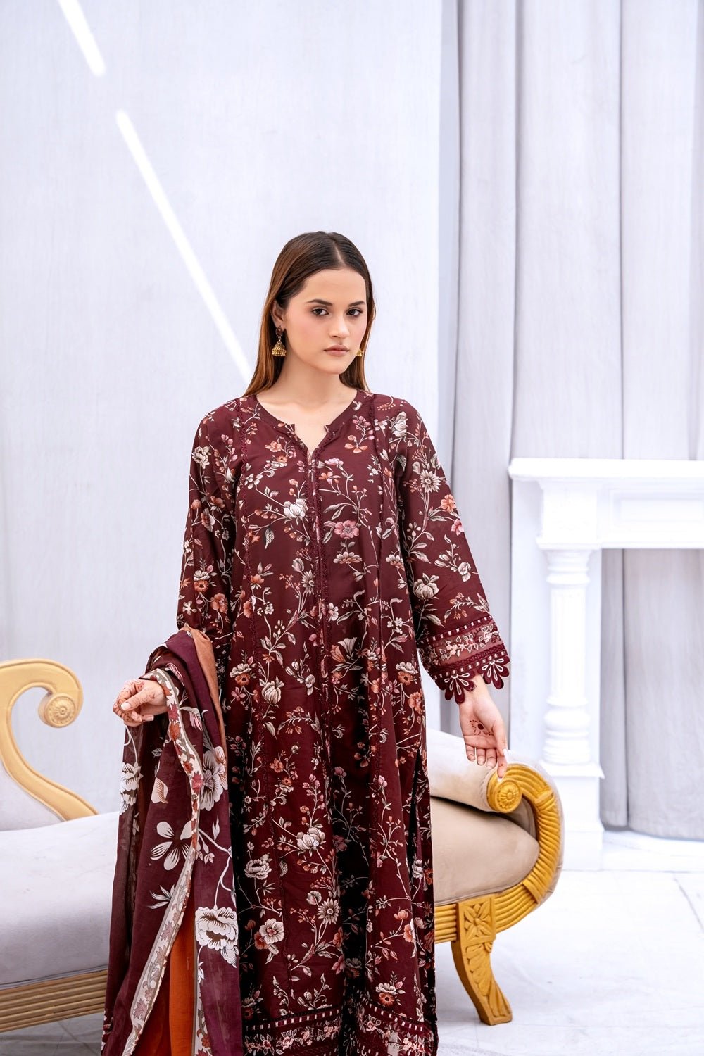 Crimson Garden Printed Lawn Suit - Sami Fabrics