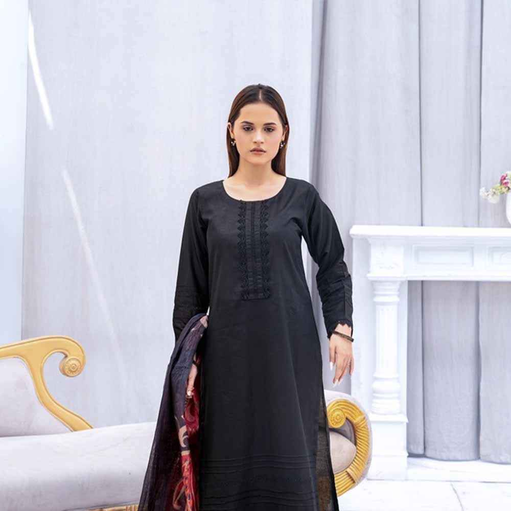 Elegant solid black design - Sami Fabrics