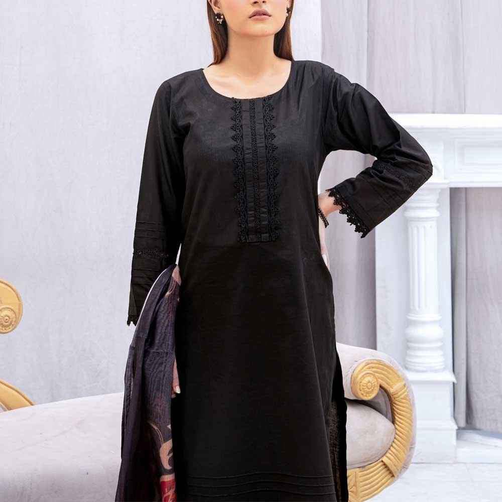 Elegant solid black design - Sami Fabrics