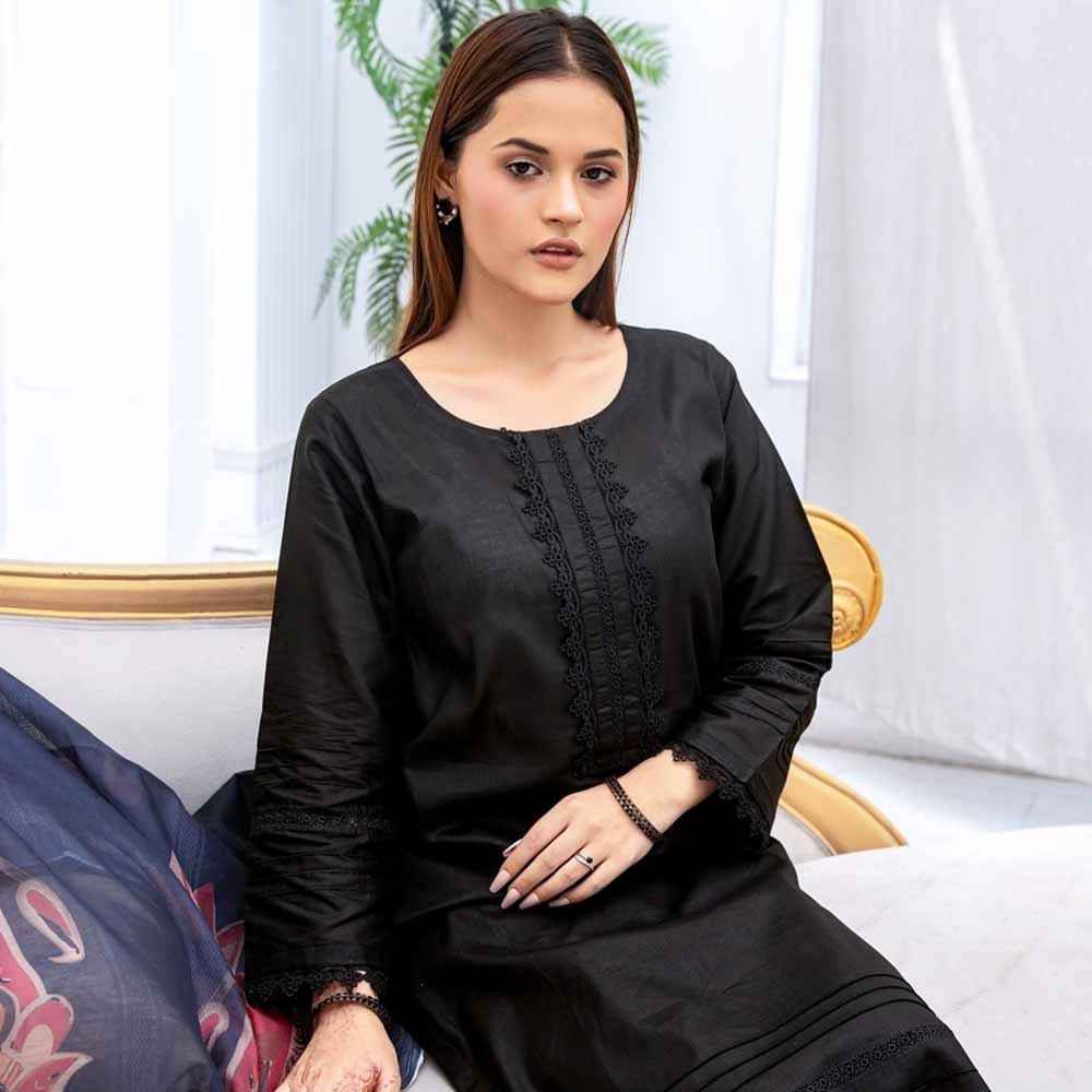 Elegant solid black design - Sami Fabrics
