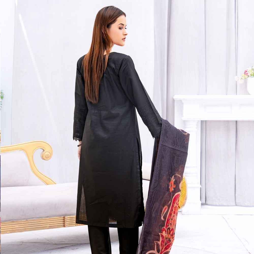 Elegant solid black design - Sami Fabrics