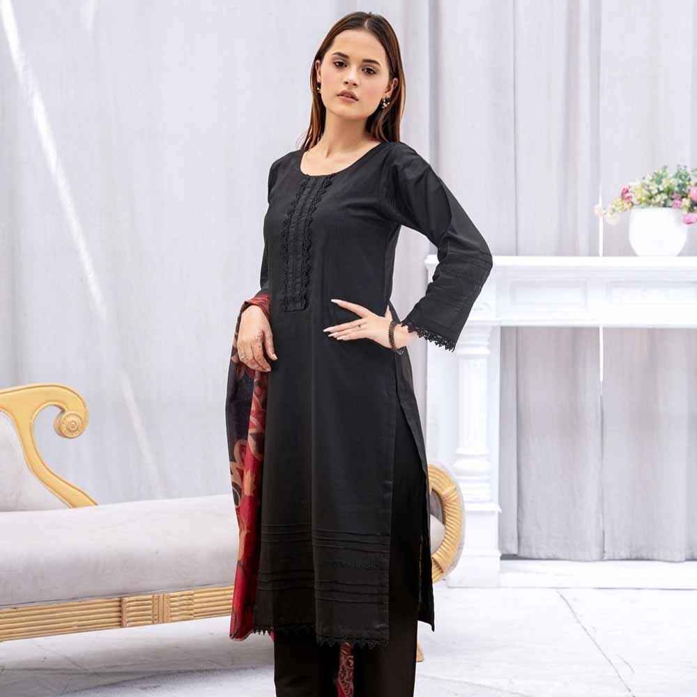 Elegant solid black design - Sami Fabrics