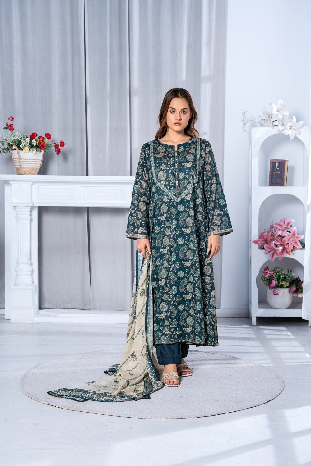Emerald Garden Printed Ensemble - Sami Fabrics