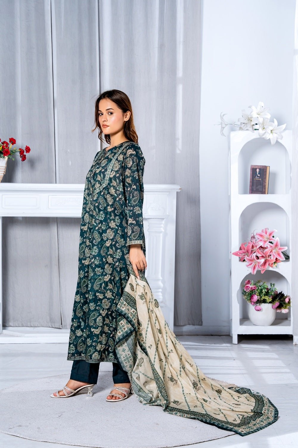 Emerald Garden Printed Ensemble - Sami Fabrics