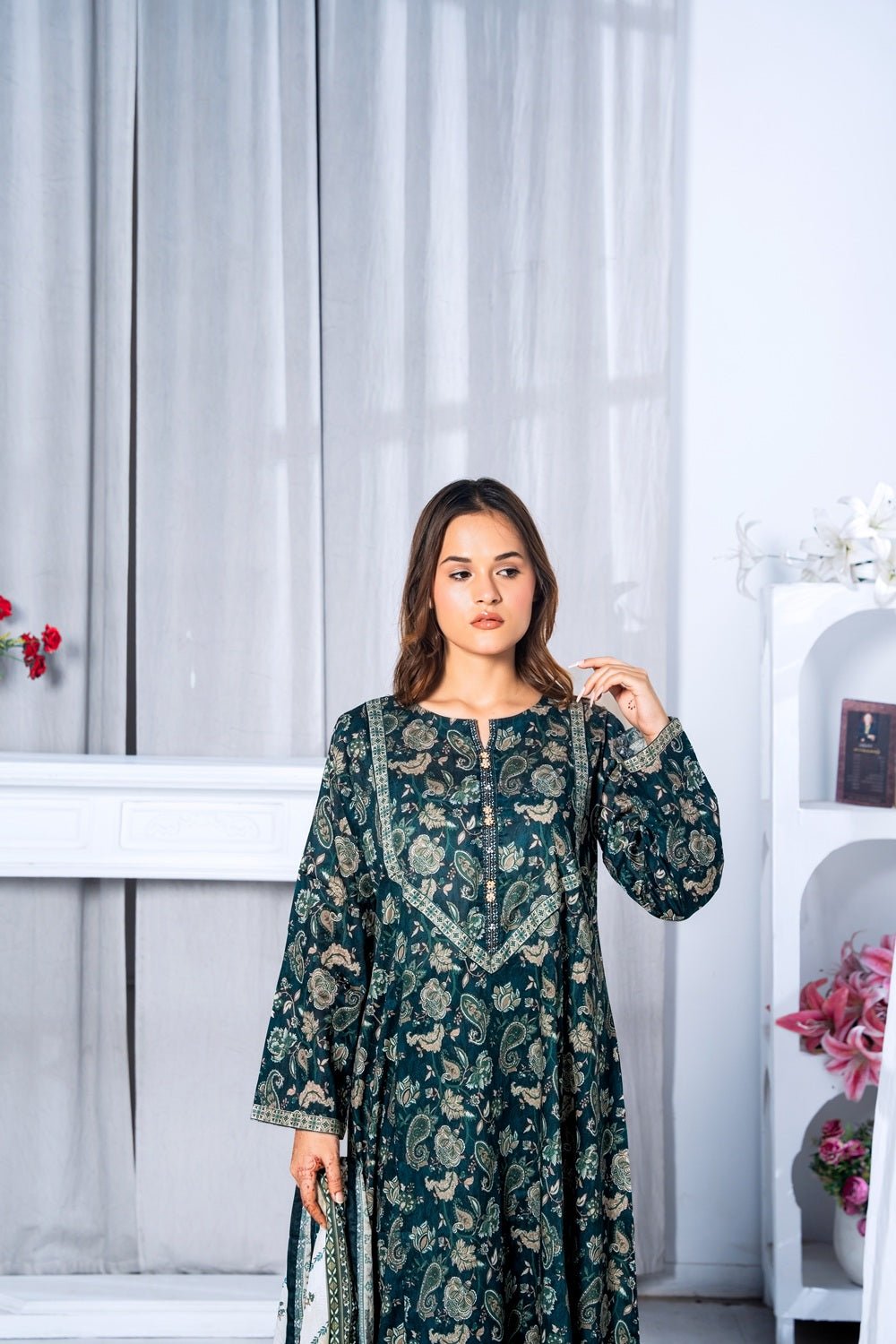 Emerald Garden Printed Ensemble - Sami Fabrics