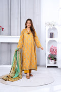 Golden Bloom Printed Lawn Suit - Sami Fabrics