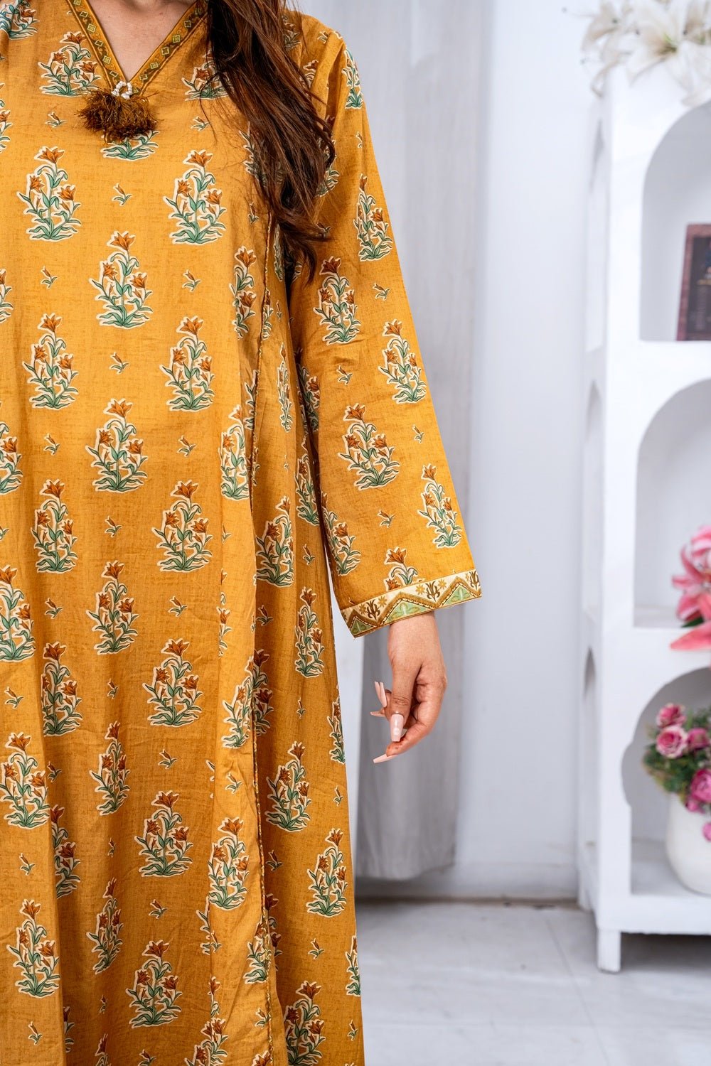 Golden Bloom Printed Lawn Suit - Sami Fabrics