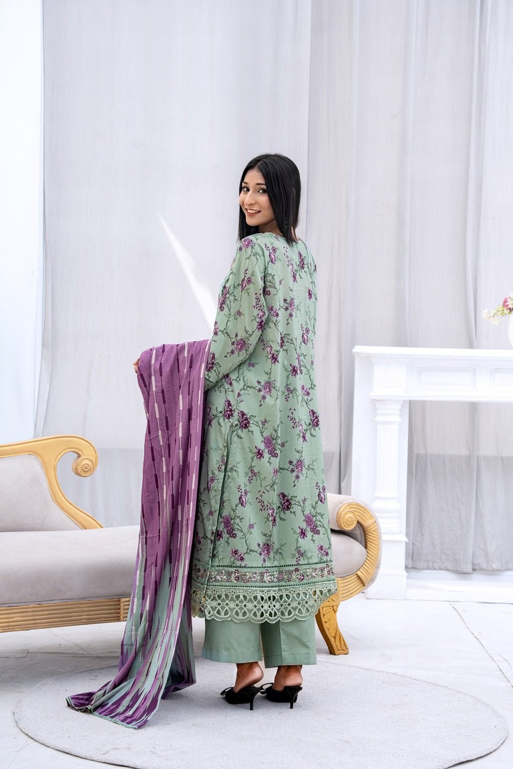 Green Blossom Women's Suit - Sami Fabrics