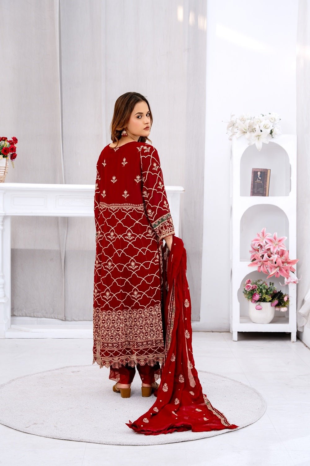 Maroon Majesty Luxury Suit - Sami Fabrics