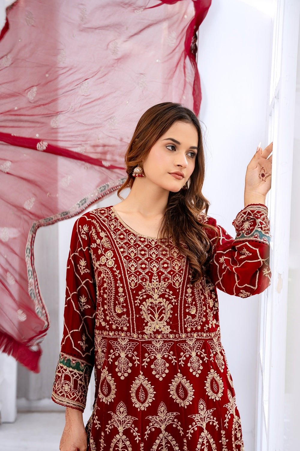 Maroon Majesty Luxury Suit - Sami Fabrics