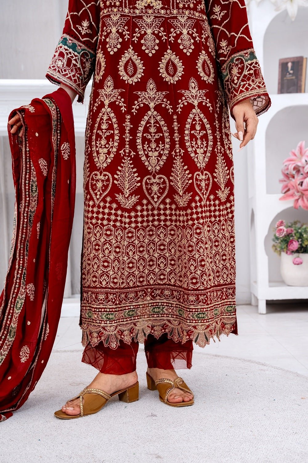 Maroon Majesty Luxury Suit - Sami Fabrics