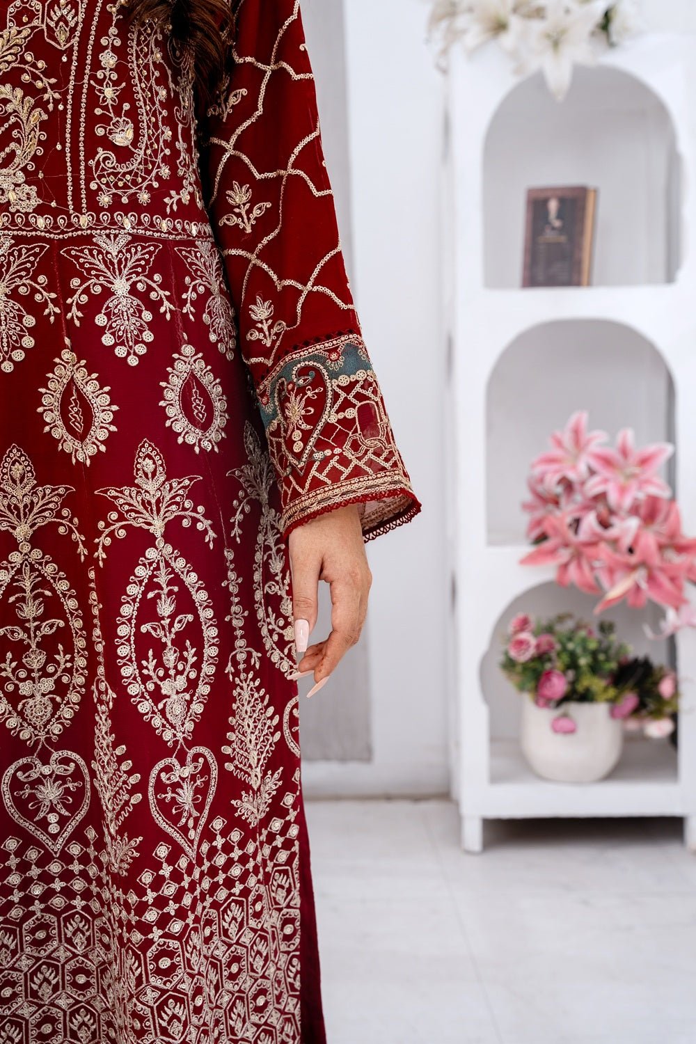 Maroon Majesty Luxury Suit - Sami Fabrics