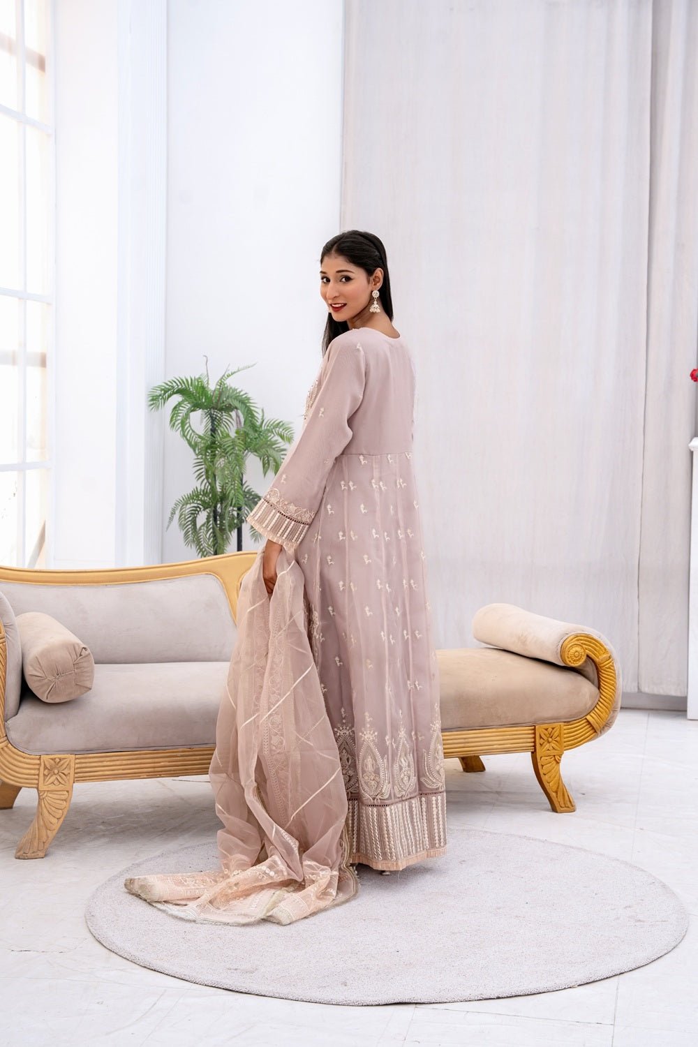 Mauve Majesty Embroidered Ensemble - Sami Fabrics