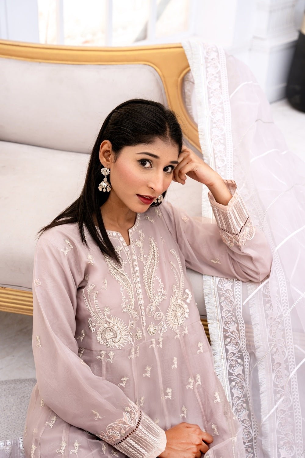 Mauve Majesty Embroidered Ensemble - Sami Fabrics