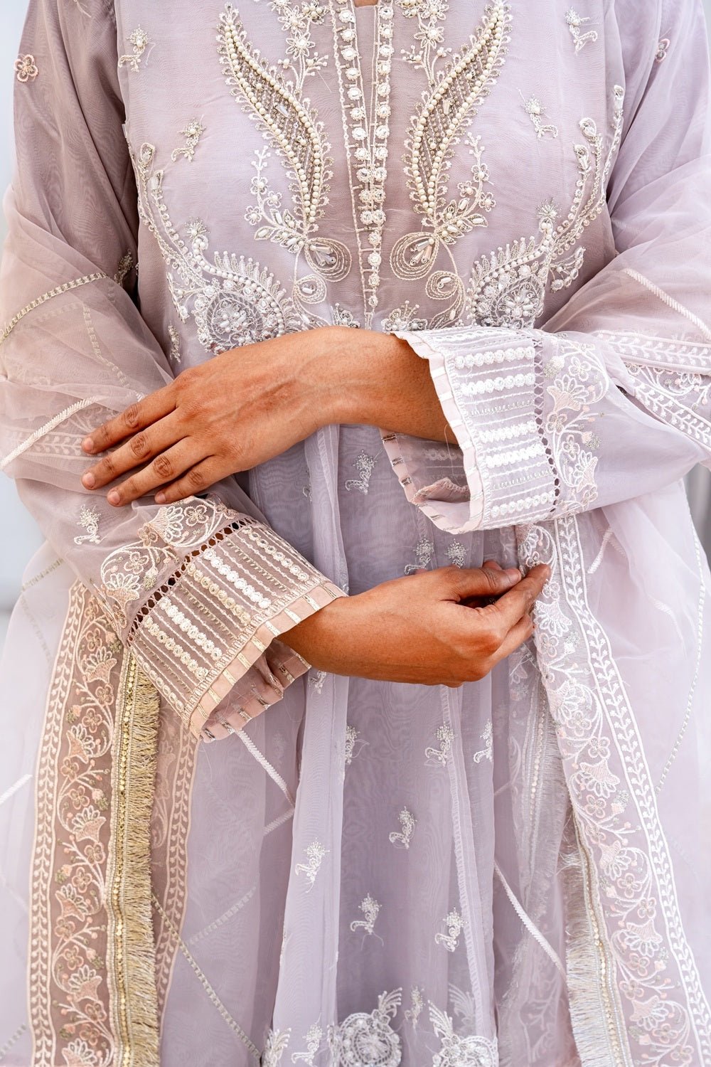 Mauve Majesty Embroidered Ensemble - Sami Fabrics