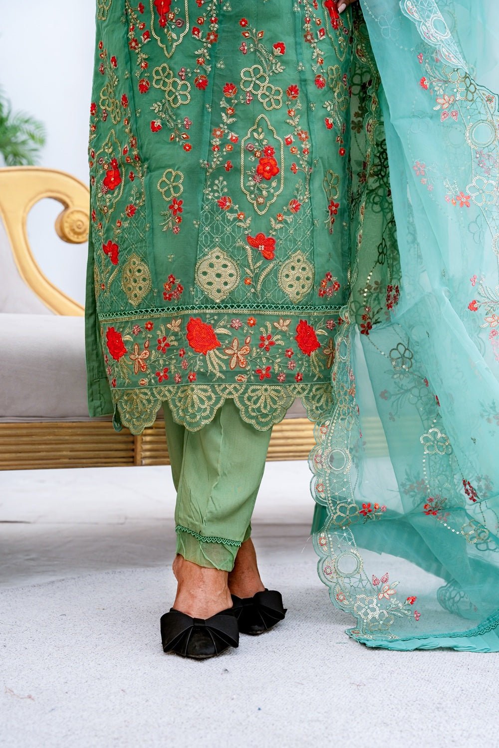 Mint Emerald Luxury Ensemble - Sami Fabrics