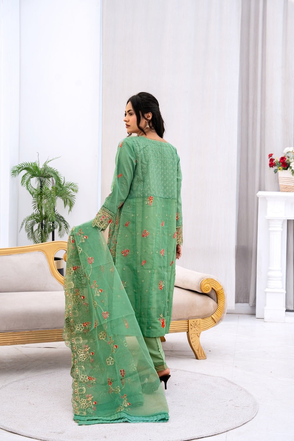 Mint Emerald Luxury Ensemble - Sami Fabrics