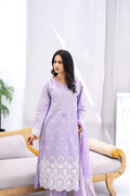 Noor Lavender Embroidered Dress - Sami Fabrics