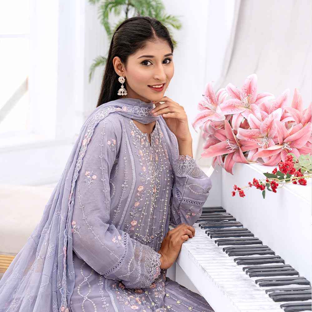 Pearl Blossom Embroidered Outfit - Sami Fabrics