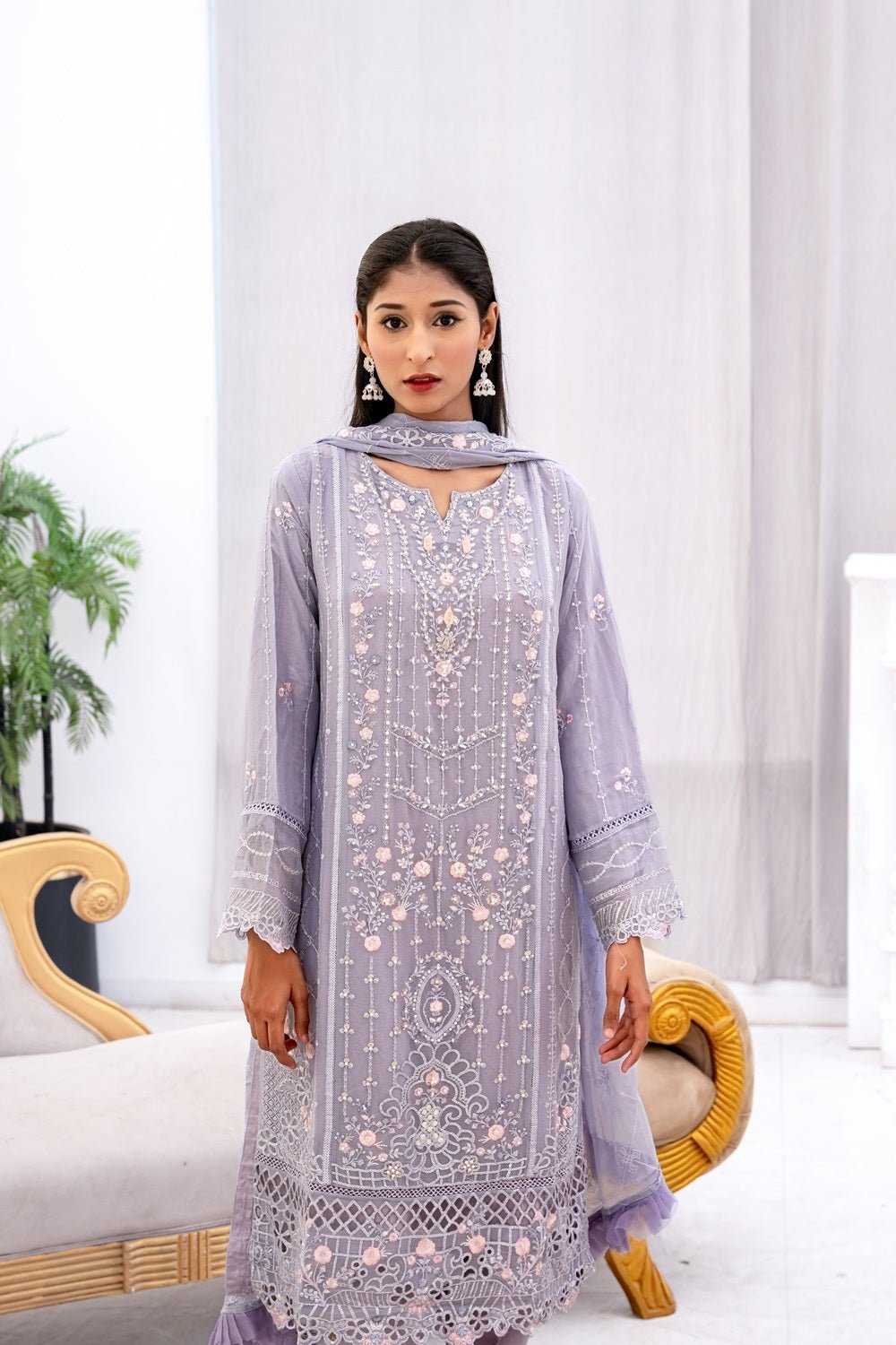 Pearl Blossom Embroidered Outfit - Sami Fabrics