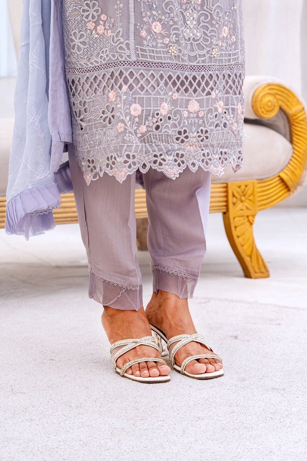 Pearl Blossom Embroidered Outfit - Sami Fabrics