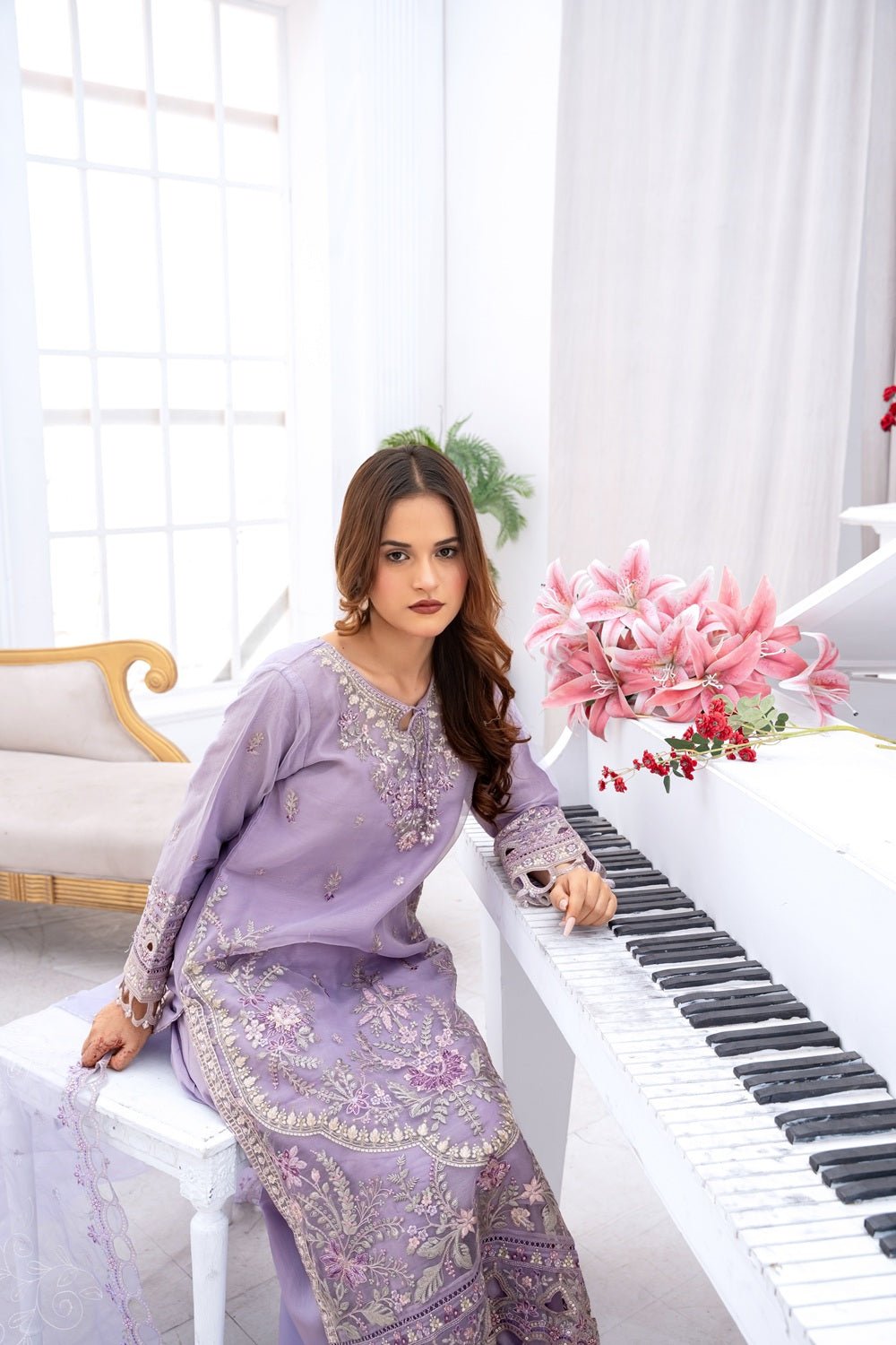 Royal Lilac Festive Suit - Sami Fabrics