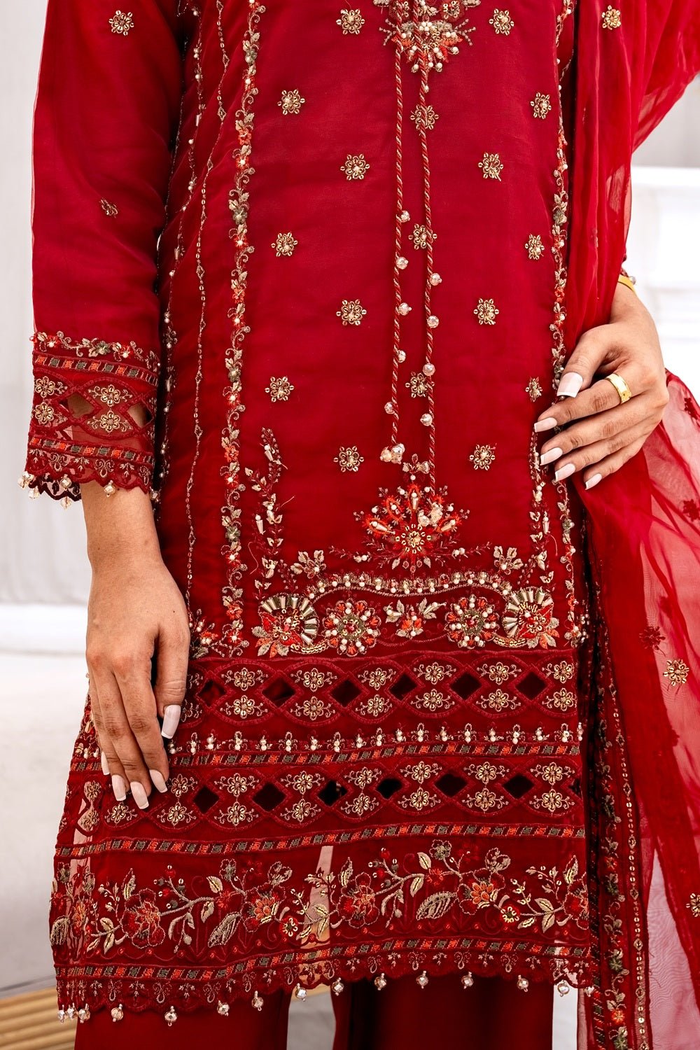 Royal Ruby Festive Ensemble - Sami Fabrics