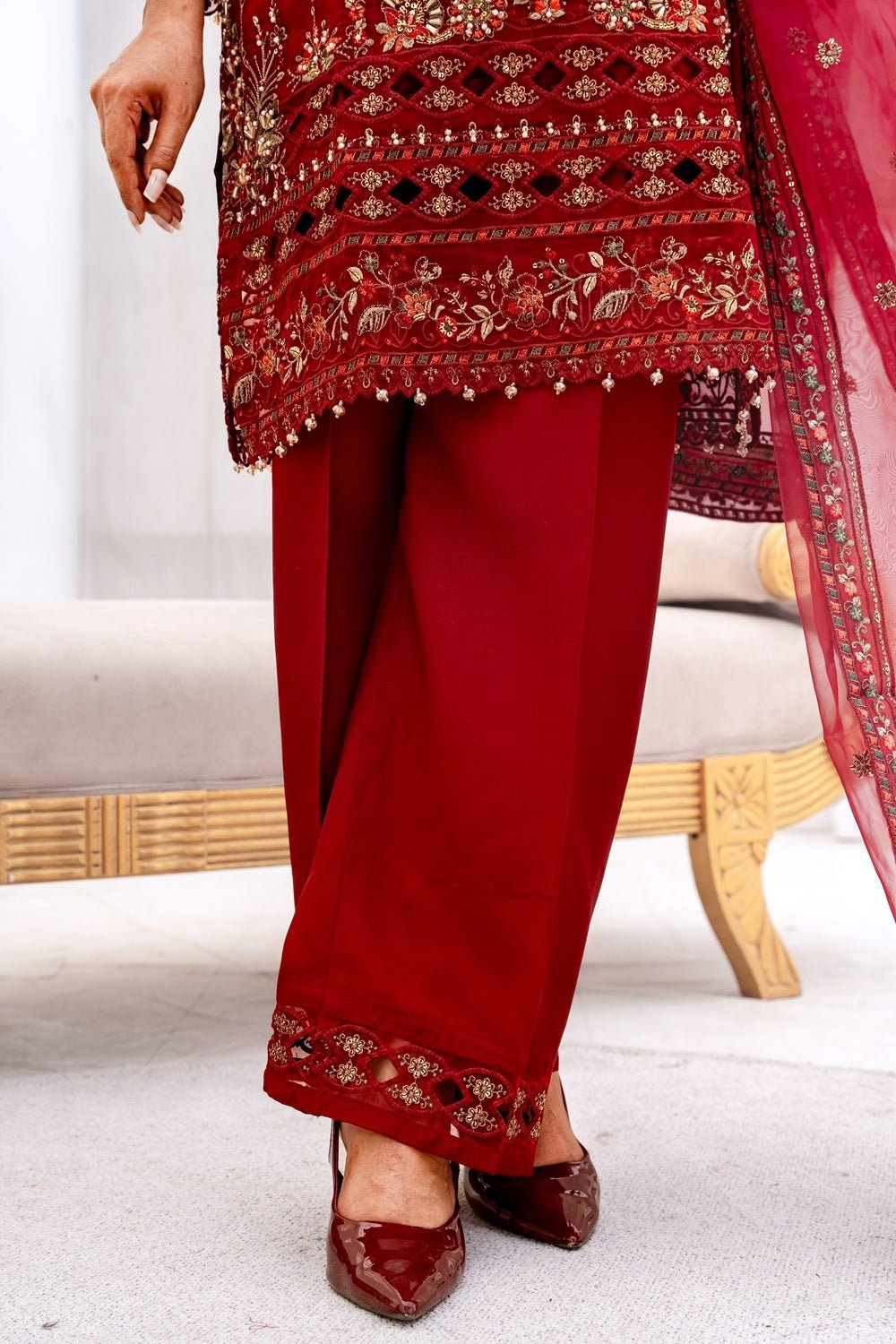 Royal Ruby Festive Ensemble - Sami Fabrics