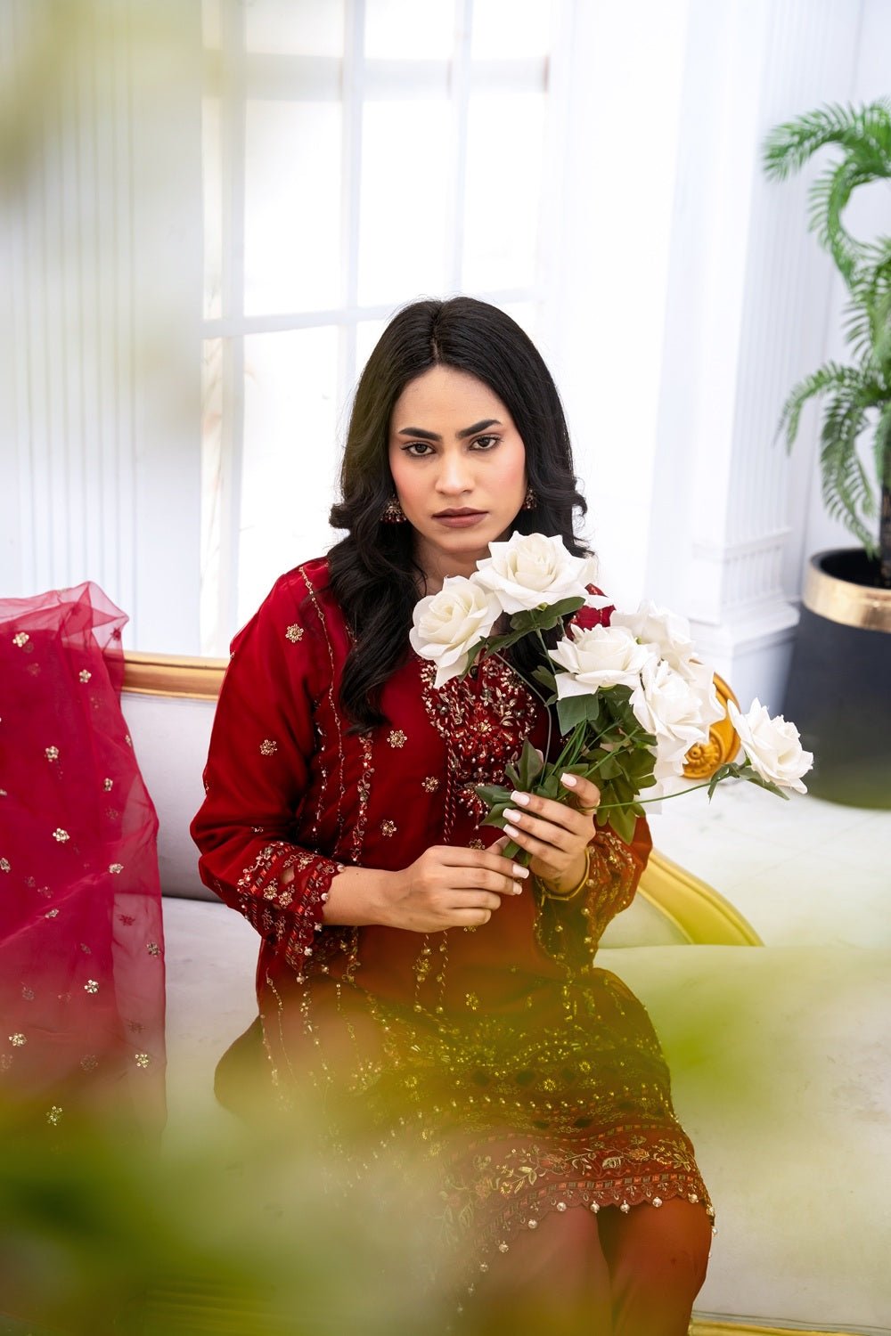 Royal Ruby Festive Ensemble - Sami Fabrics