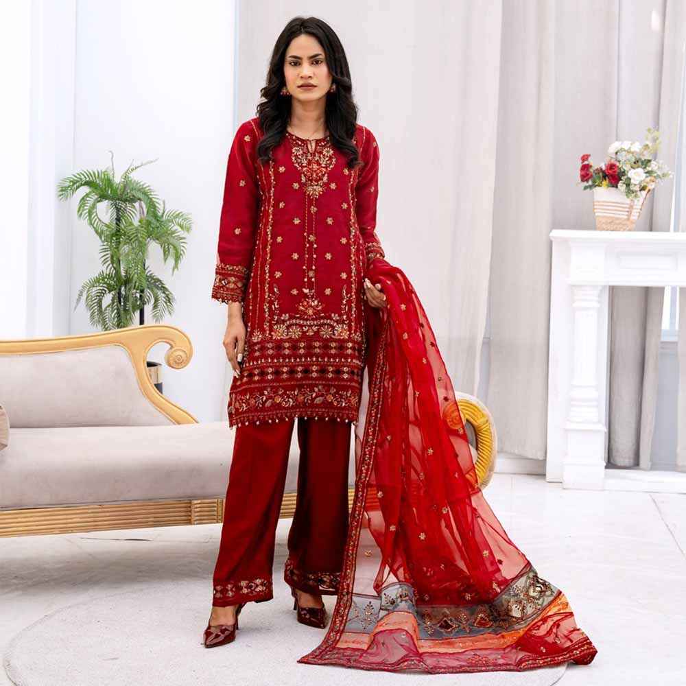 Royal Ruby Festive Ensemble - Sami Fabrics