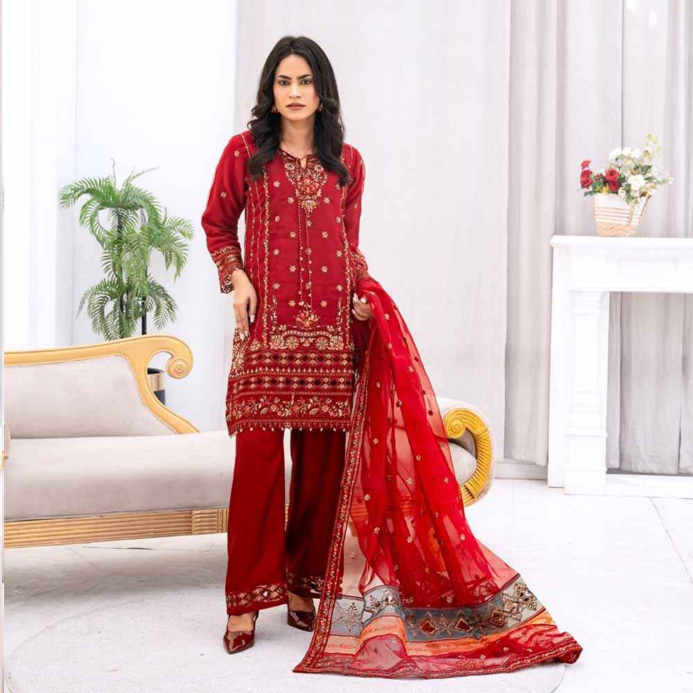Royal Ruby Festive Ensemble - Sami Fabrics