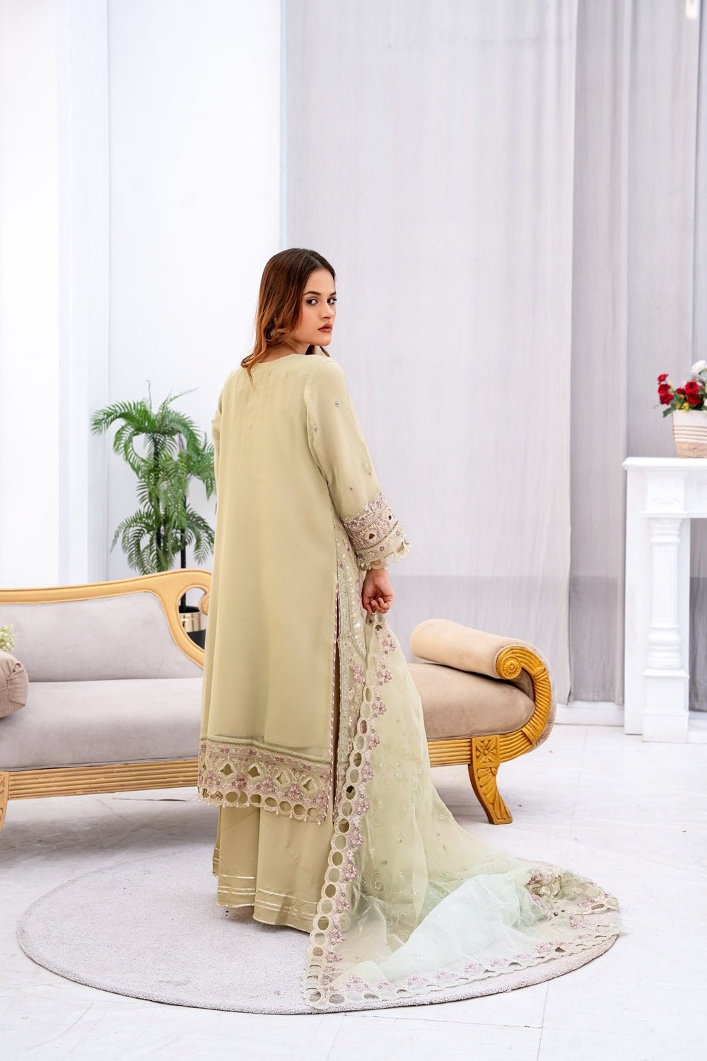 Sage Royale Embroidered Suit - Sami Fabrics
